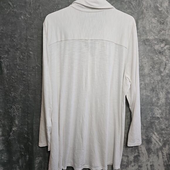 Soft Surroundings 2x cardigan Blouse tunic white pima cotton blend button pocket - Picture 8 of 11